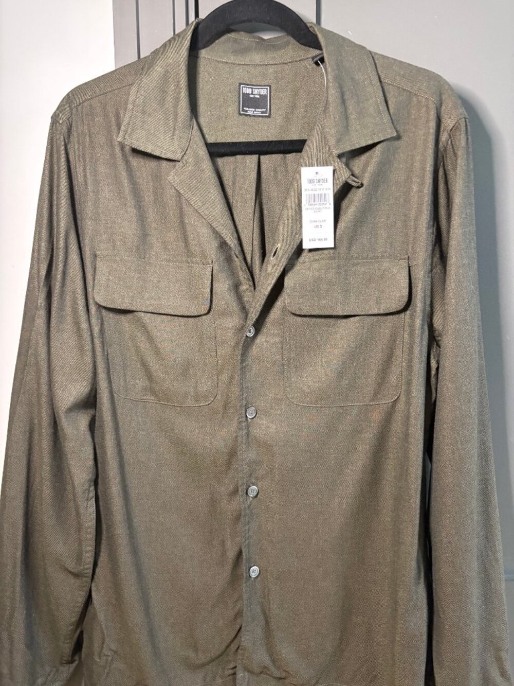 Todd Snyder Rayon Field Shirt Dark Olive Mens Small NWT Camp Collar